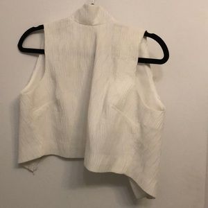Zip back high neck ivory top